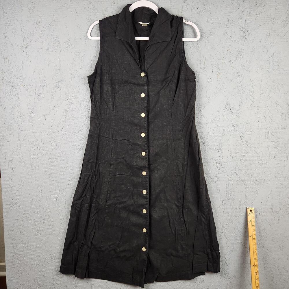Christopher & Banks Dress Womens 12 Black Linen Blend Gothic Grunge Long Casual